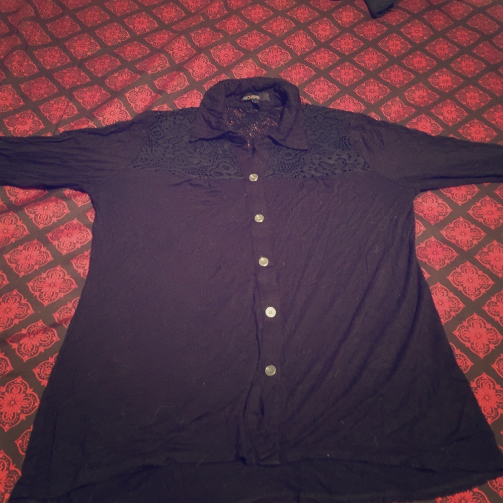 Black cotton button down